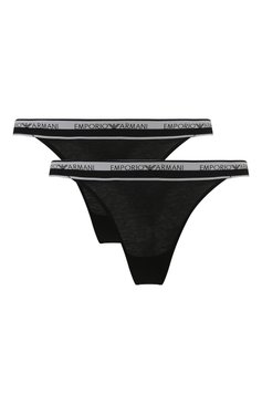 Женские комплект из двух пар трусов EMPORIO ARMANI черного цвета, арт. 164522/4R227 | Фото 1 (Материал внешний: Хлопок; Нос: Не проставлено)