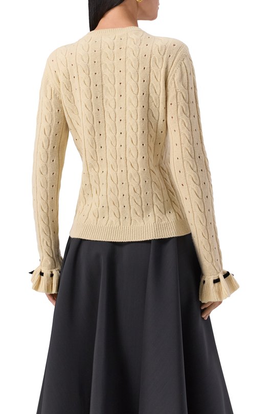 Шерстяной свитер Valentino 7B3KC66Z/9K9 Кремовый  7B3KC66Z/9K9 Фото 4