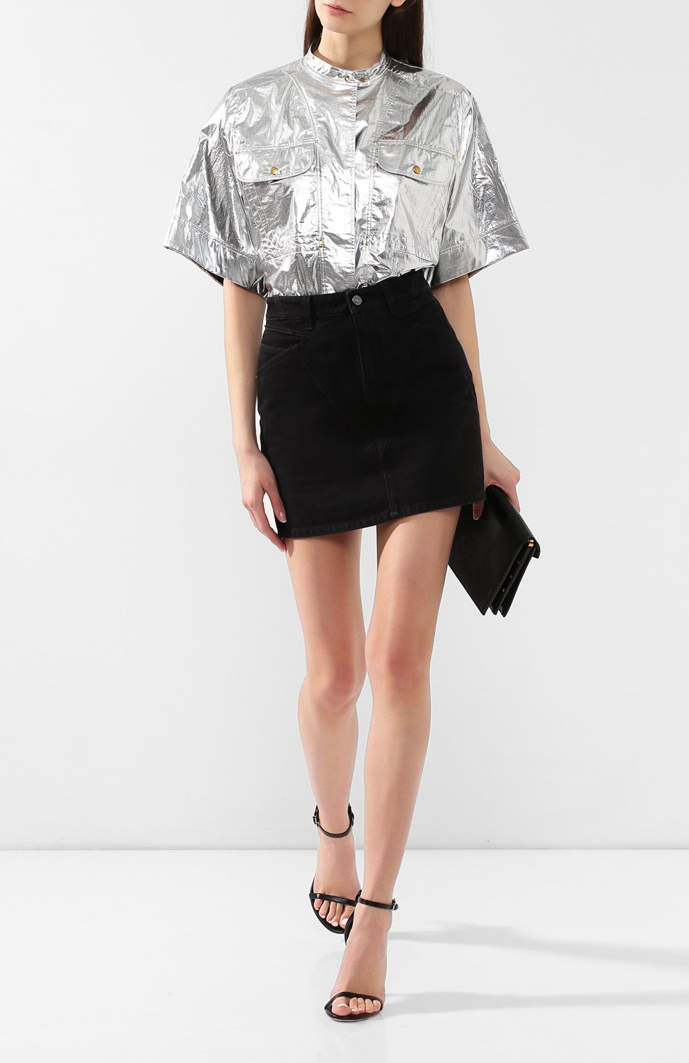 Хлопковая блузка ISABEL MARANT серебряного цвета по цене 42950 руб., арт. HT1486-19E007I/TREN, фото 2 Хлопковая блузка ISABEL MARANT, арт. HT1486-19E007I/TREN, фото 2