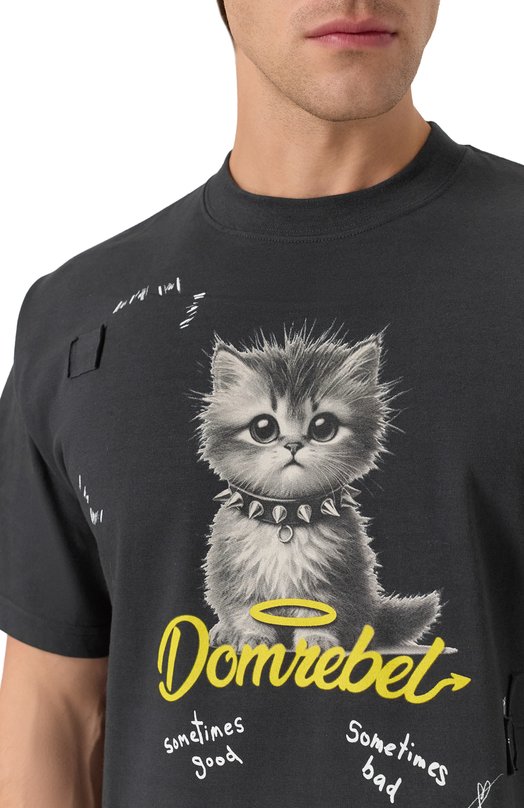 Хлопковая футболка DOMREBEL M KITTY PUNK Серый  M KITTY PUNK Фото 5
