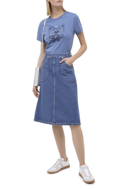 Хлопковая футболка KENZO синего цвета по цене 10900 руб., арт. FA62TS8464YB, фото 2 Хлопковая футболка KENZO, арт. FA62TS8464YB, фото 2