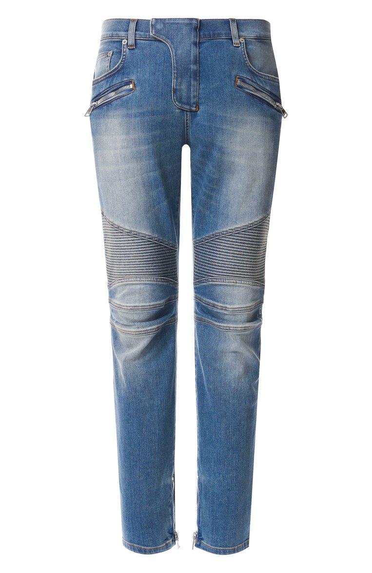 Мужские джинсы BALMAIN синего цвета, арт. EH1MG115/DF44 | Фото 1 (Силуэт М (брюки): Узкие; Детали: Делаве; Материал внешний: Хлопок; Длина (брюки, джинсы): Стандартные; Кросс-КТ: Деним; Стили: Streetwear)