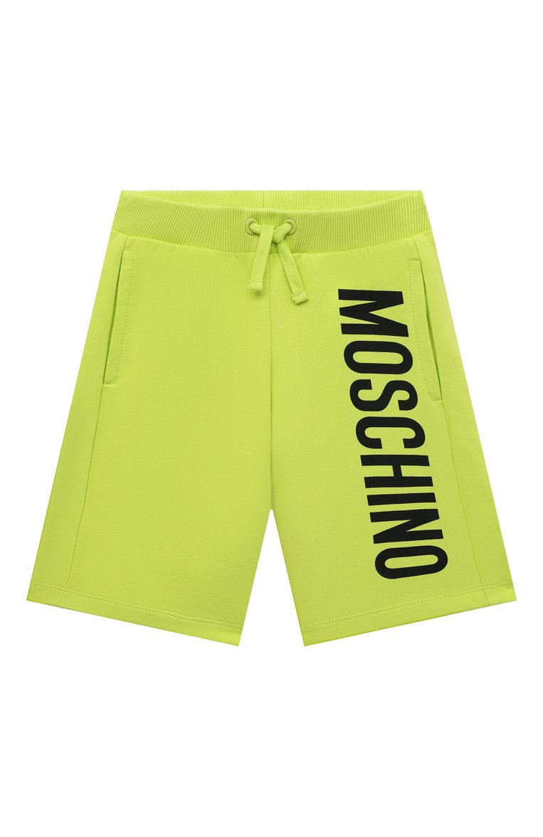 Детские хлопковые шорты MOSCHINO зеленого цвета, арт. HNQ007/LDA27/10A-14A | Фото 1 (Материал внешний: Хлопок; Случай: Повседневный; Нос: Не проставлено)