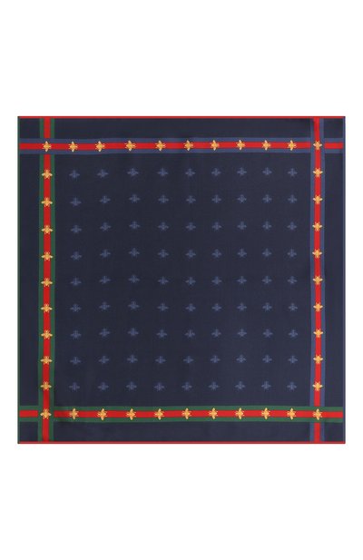 Шелковый платок GUCCI темно-синего цвета по цене 22320 руб., арт. 407465 4G001, фото 3 Шелковый платок GUCCI, арт. 407465 4G001, фото 3