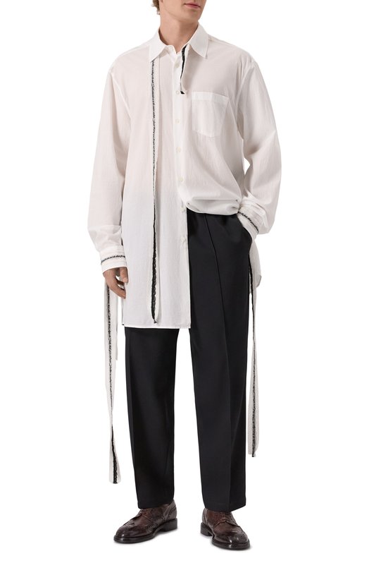 Хлопковая рубашка Ann Demeulemeester B0012776/FA026 Белый  B0012776/FA026 Фото 2
