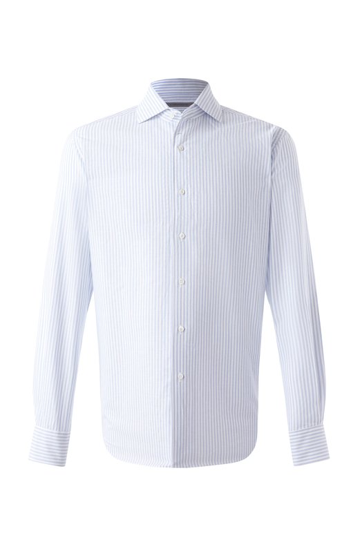 Сорочка из хлопка и льна Corneliani 25P156-2511174 Голубой 25P156-2511174