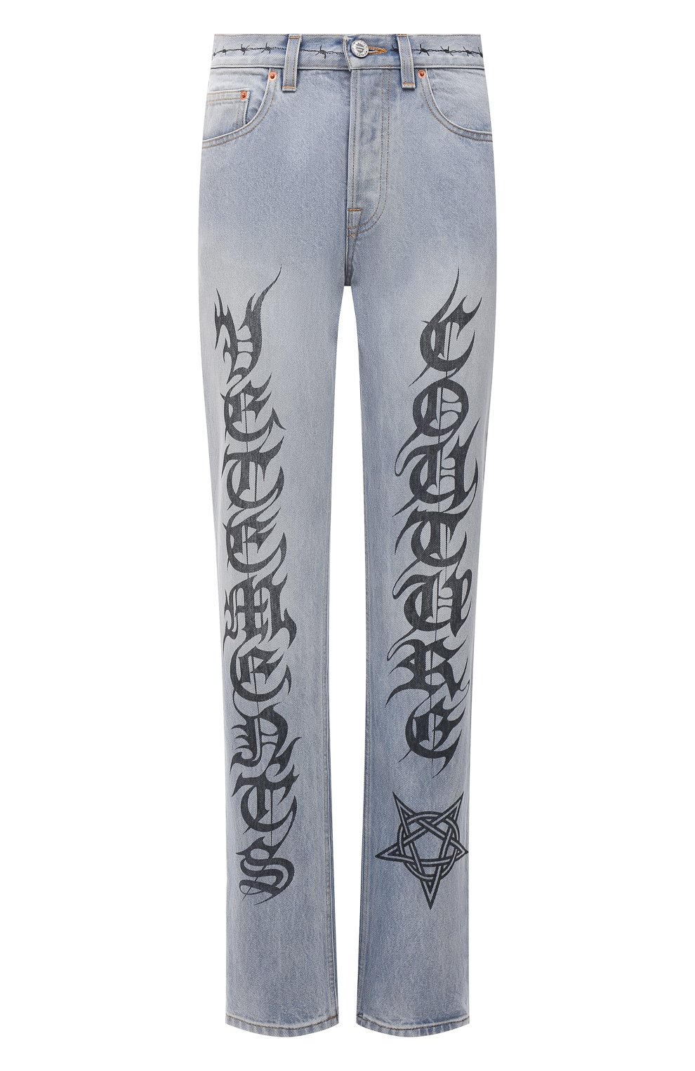 Джинсы VETEMENTS голубого цвета по цене 144000 руб., арт. WA52PA700B 2803/LIGHT BLUE, фото 1 Джинсы VETEMENTS, арт. WA52PA700B 2803/LIGHT BLUE, фото 1