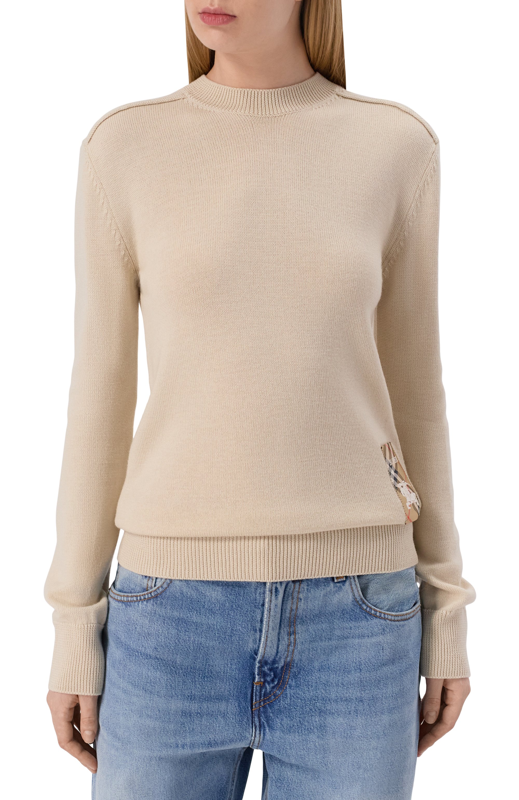 Шерстяной пуловер BURBERRY бежевого цвета по цене 132500 руб., арт. 8103192, фото 3 Шерстяной пуловер BURBERRY, арт. 8103192, фото 3