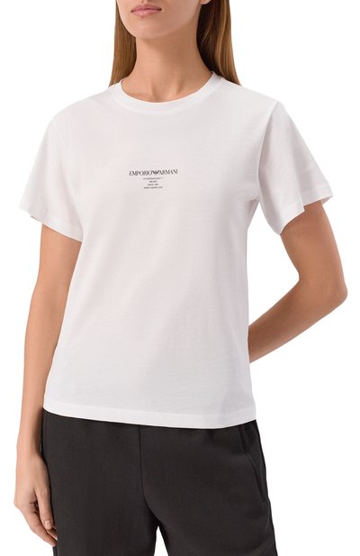 Хлопковая футболка EMPORIO ARMANI белого цвета по цене 24250 руб., арт. EW002837/AF12597, фото 3 Хлопковая футболка EMPORIO ARMANI, арт. EW002837/AF12597, фото 3