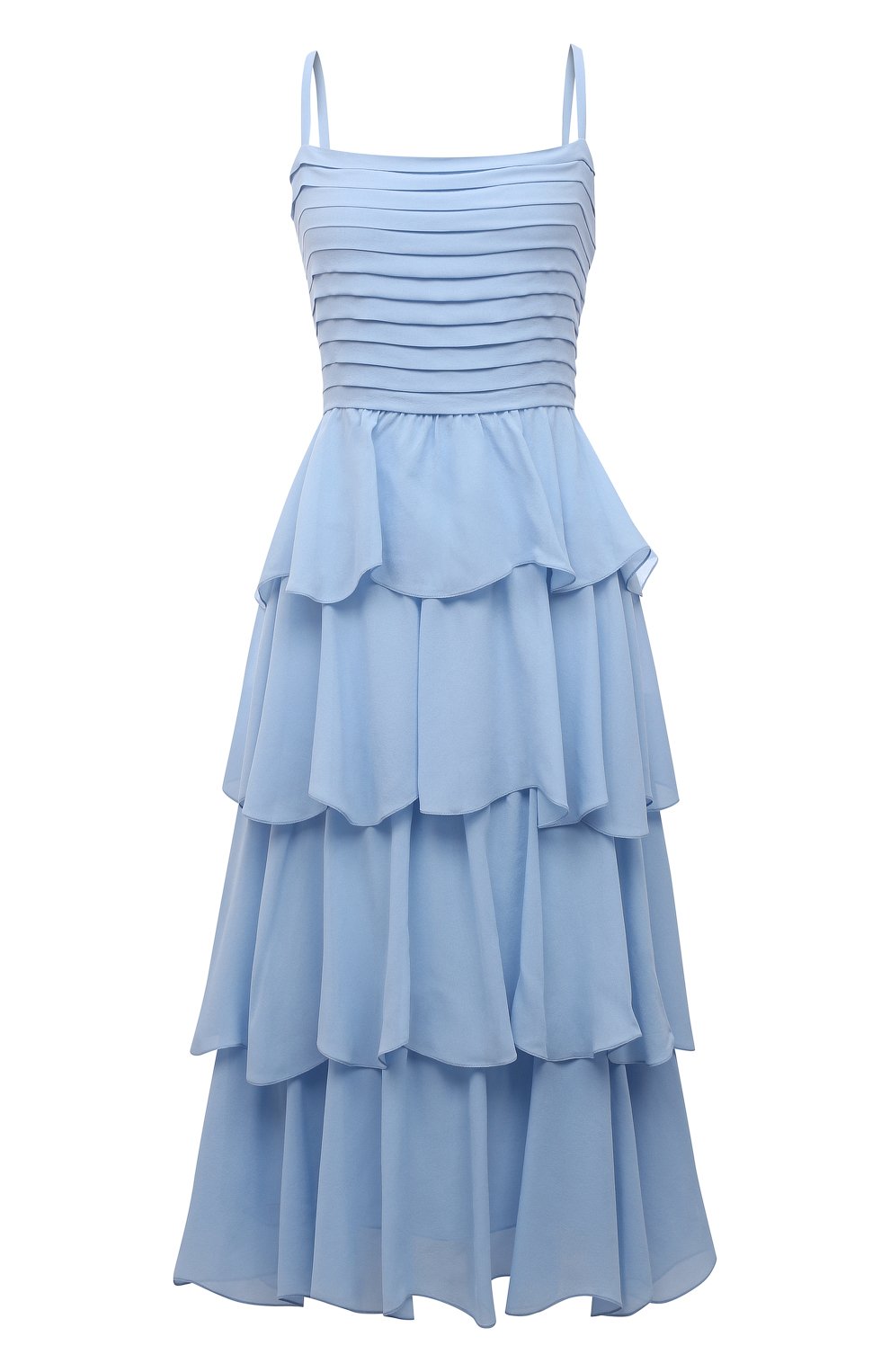 Шелковое платье CELINE голубого цвета по цене 336500 руб., арт. 2R981856C, фото 1 Шелковое платье CELINE, арт. 2R981856C, фото 1