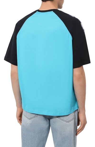 Хлопковая футболка FENDI голубого цвета по цене 59050 руб., арт. FAF679/AN5Y/F1KRV, фото 4 Хлопковая футболка FENDI, арт. FAF679/AN5Y/F1KRV, фото 4