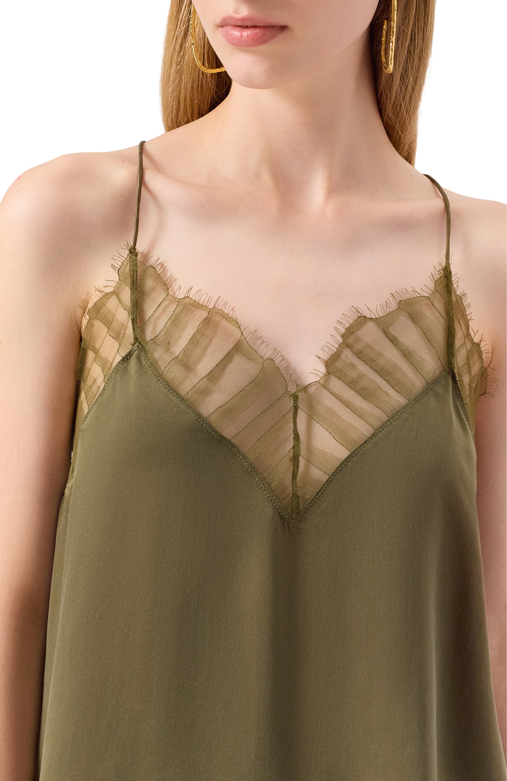 Шелковый топ IRO хаки цвета по цене 28650 руб., арт. WP16BERWYN, фото 5 Шелковый топ IRO, арт. WP16BERWYN, фото 5