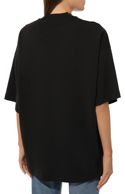 Хлопковая футболка PALM ANGELS черного цвета по цене 22050 руб., арт. PWAA017F24JER001, фото 4 Хлопковая футболка PALM ANGELS, арт. PWAA017F24JER001, фото 4