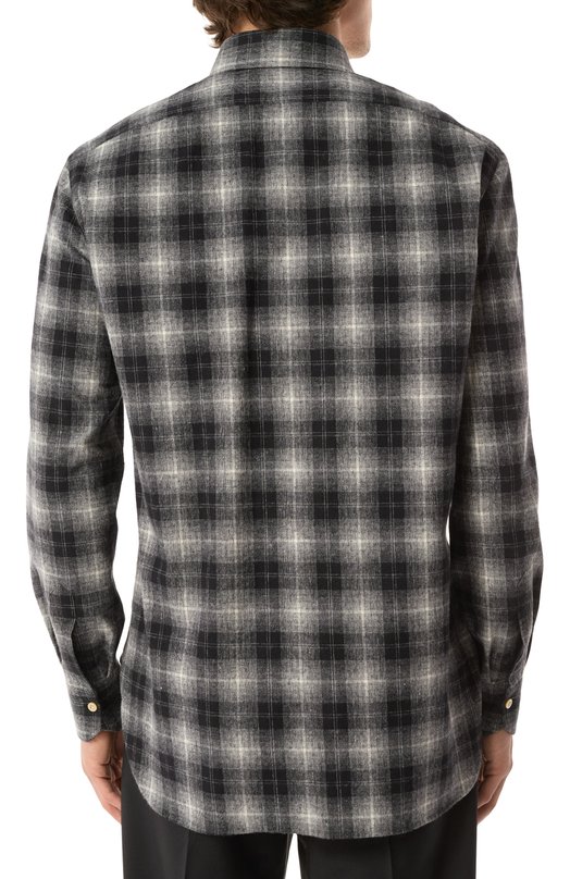 Хлопковая рубашка Kiton UCIH0903403 Чёрно-белый  UCIH0903403 Фото 4