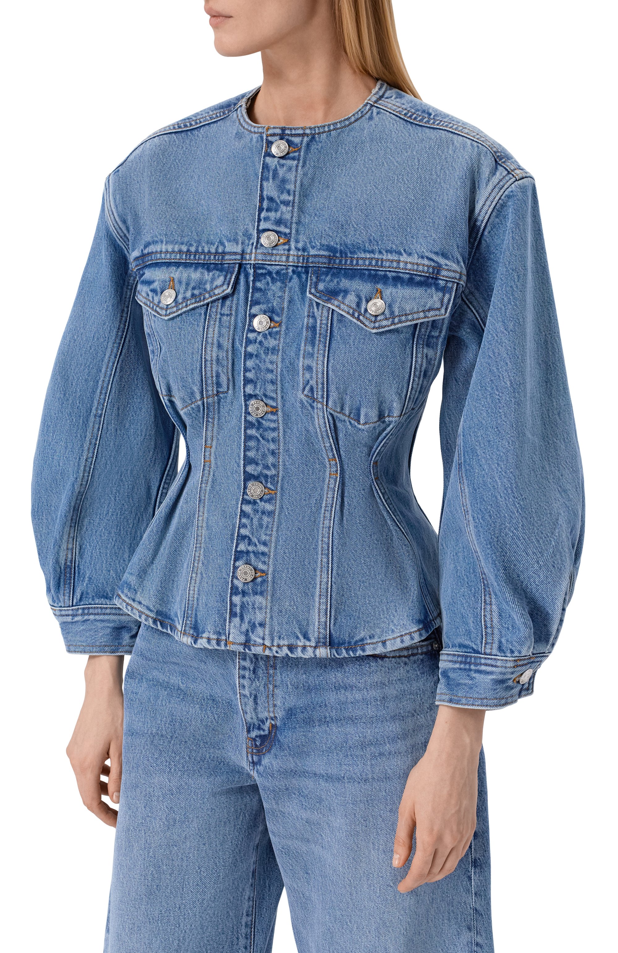Джинсовая куртка the nipped collarless FRAME DENIM, арт. 8039210/THE NIPPED C0LLARLESS JACKET, фото 3