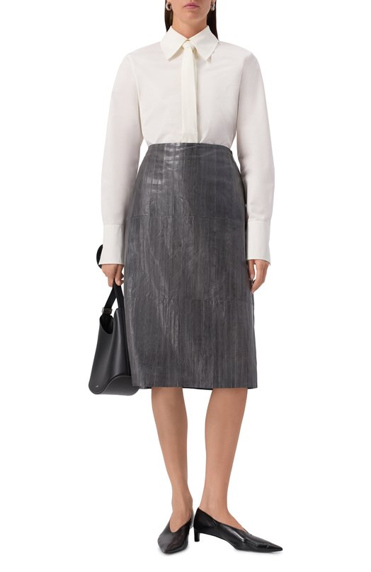 Хлопковая рубашка Jil Sander J03DL0196-J45002 Кремовый  J03DL0196-J45002 Фото 2