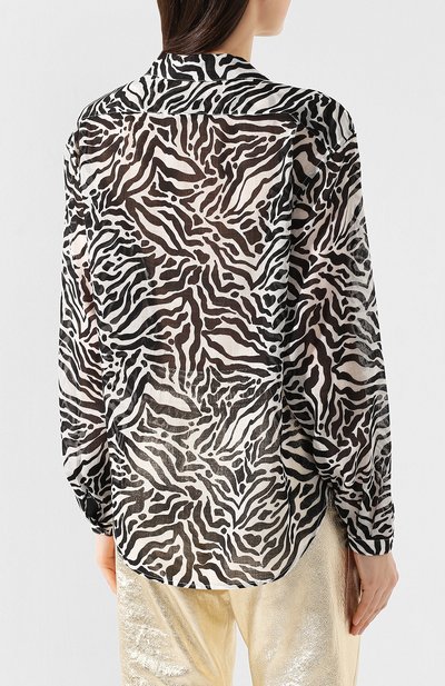 Шерстяная рубашка SAINT LAURENT черно-белого цвета по цене 119500 руб., арт. 611071/Y1A72, фото 4 Шерстяная рубашка SAINT LAURENT, арт. 611071/Y1A72, фото 4