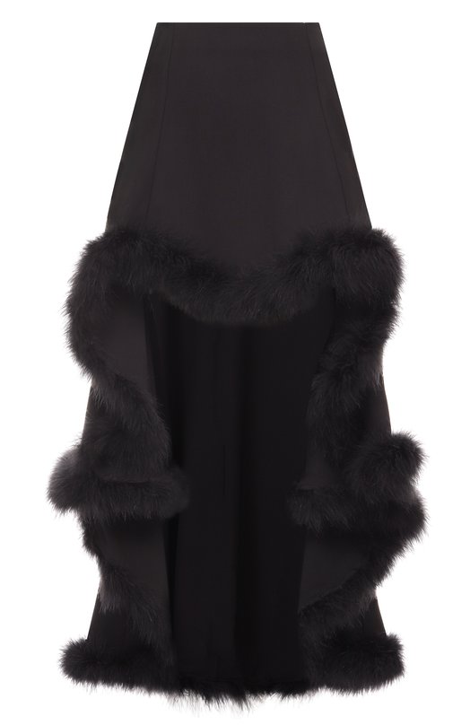 Юбка с меховой отделкой Mugler 25F1JU0575196 Чёрный 25F1JU0575196