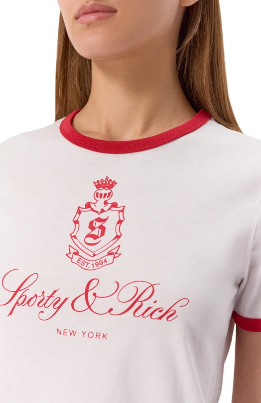 Хлопковая футболка Sporty and Rich T0073602231WH35 Белый  T0073602231WH35 Фото 5