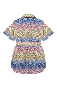 Детское хлопковое платье-рубашка MISSONI разноцветного цвета, арт. MU1A91/P0388/12-14 | Фото 2 (Драгоценные камни: Проставлено; Материал сплава: Проставлено; Материал внешний: Хлопок; Случай: Повседневный; Девочки Кросс-КТ: Платье-одежда; Рукава: Короткие; Ростовка одежда: 13 - 15 лет | 158 см, 12 лет | 152 см)
