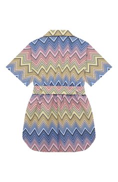 Детское хлопковое платье-рубашка MISSONI разноцветного цвета, арт. MU1A91/P0388/12-14 | Фото 2 (Рукава: Короткие; Случай: Повседневный; Материал сплава: Проставлено; Материал внешний: Хлопок; Девочки Кросс-КТ: Платье-одежда; Драгоценные камни: Проставлено; Ростовка одежда: 13 - 15 лет | 158 см, 12 лет | 152 см)