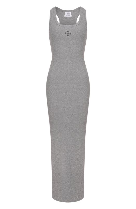 Хлопковое платье VETEMENTS WE76DR539G/1202 RIB Серый WE76DR539G/1202 RIB