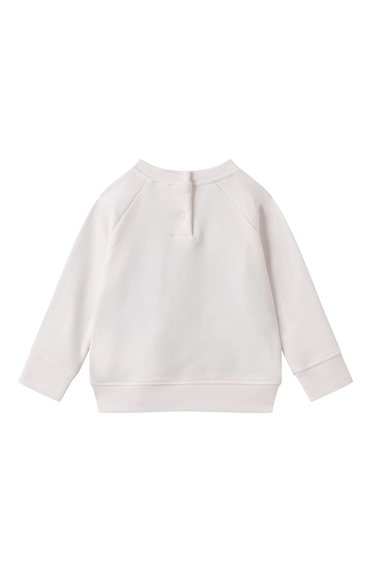 Детский хлопковый свитшот STELLA MCCARTNEY молочного цвета, арт. TW4560 | Фото 2 (Материал сплава: Проставлено; Нос: Не проставлено; Кросс-КТ НВ: Свитшоты; Материал внешний: Хлопок; Ростовка одежда: 6 мес | 68 см, 18 мес | 86 см, 9 мес | 74 см, 3 мес | 62 см, 12 мес | 80 см)