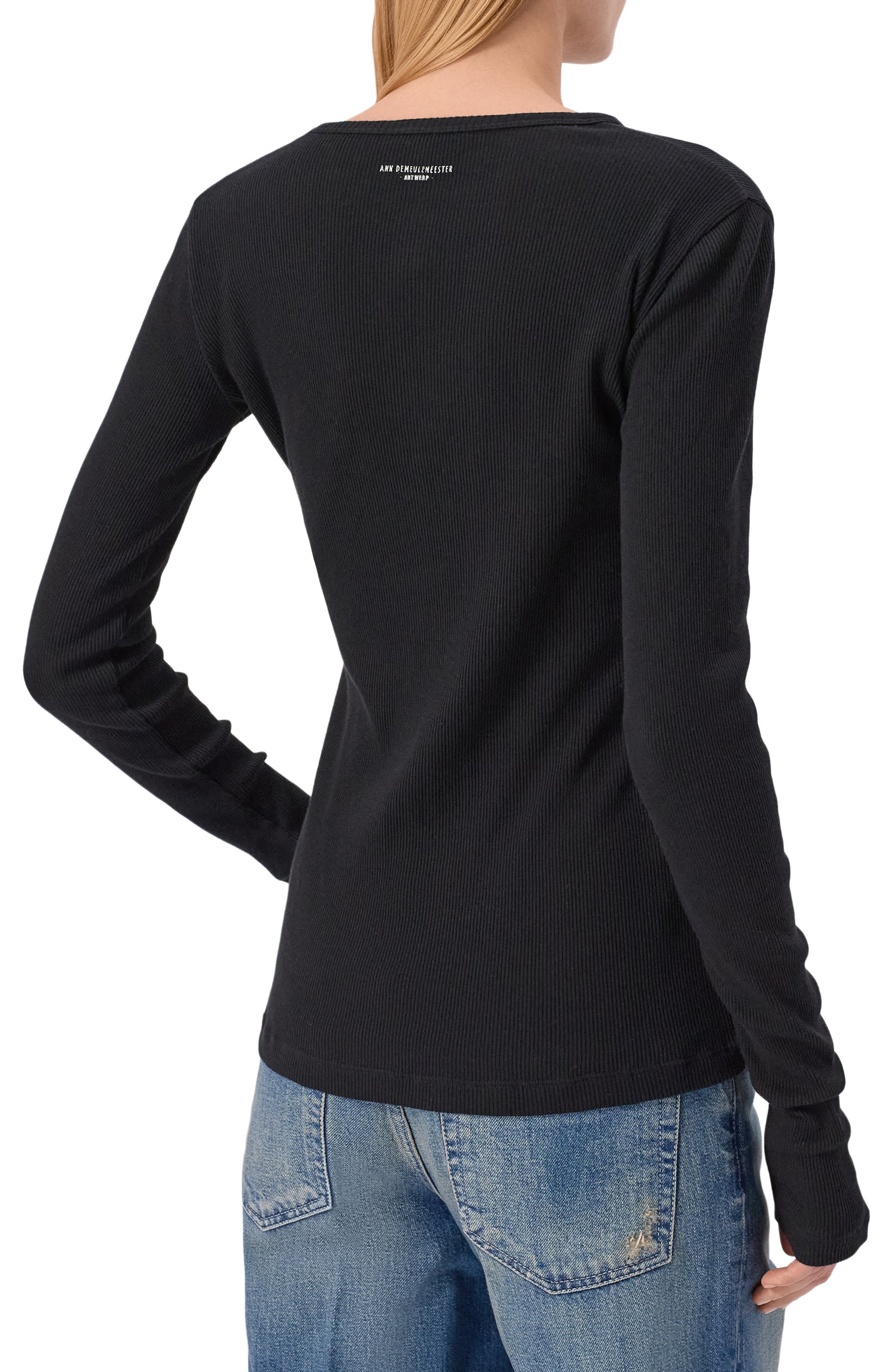 Хлопковый лонгслив ANN DEMEULEMEESTER, арт. B0013833/FA659, фото 4