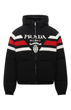 Мужская куртка из шерсти и кашемира PRADA черного цвета, арт. SGC017-10PA-F0002-212 | Фото 1 (Кросс-КТ: Куртка, другое; Мужское Кросс-КТ: шерсть и кашемир, утепленные куртки; Материал внешний: Шерсть, Кашемир; Материал сплава: Проставлено; Нос: Не проставлено; Стили: Спорт-шик; Длина (верхняя одежда): Короткие)