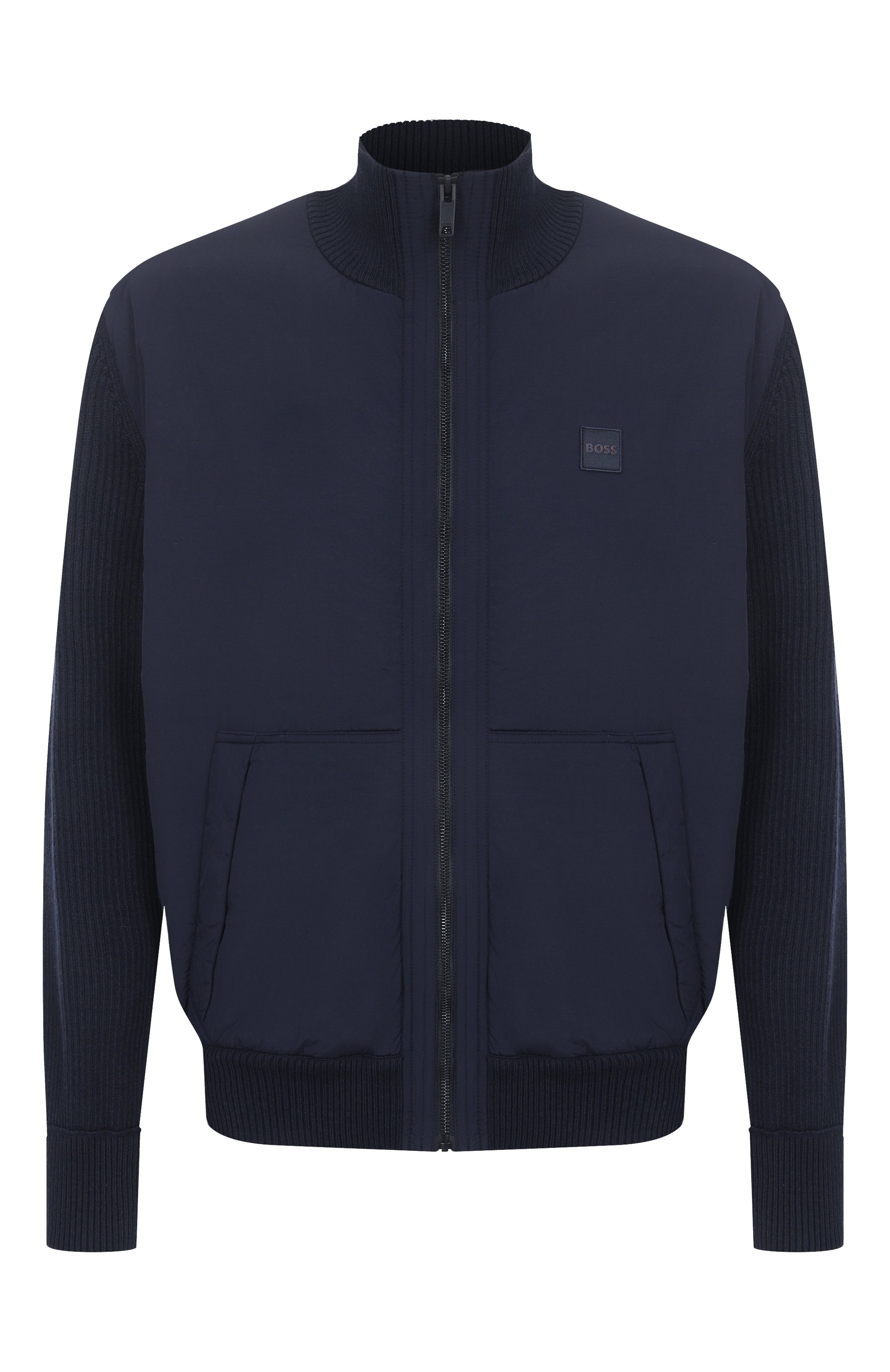 Комбинированный кардиган BOSS ORANGE темно-синего цвета по цене 37300 руб., арт. 50531494, фото 1 Комбинированный кардиган BOSS ORANGE, арт. 50531494, фото 1