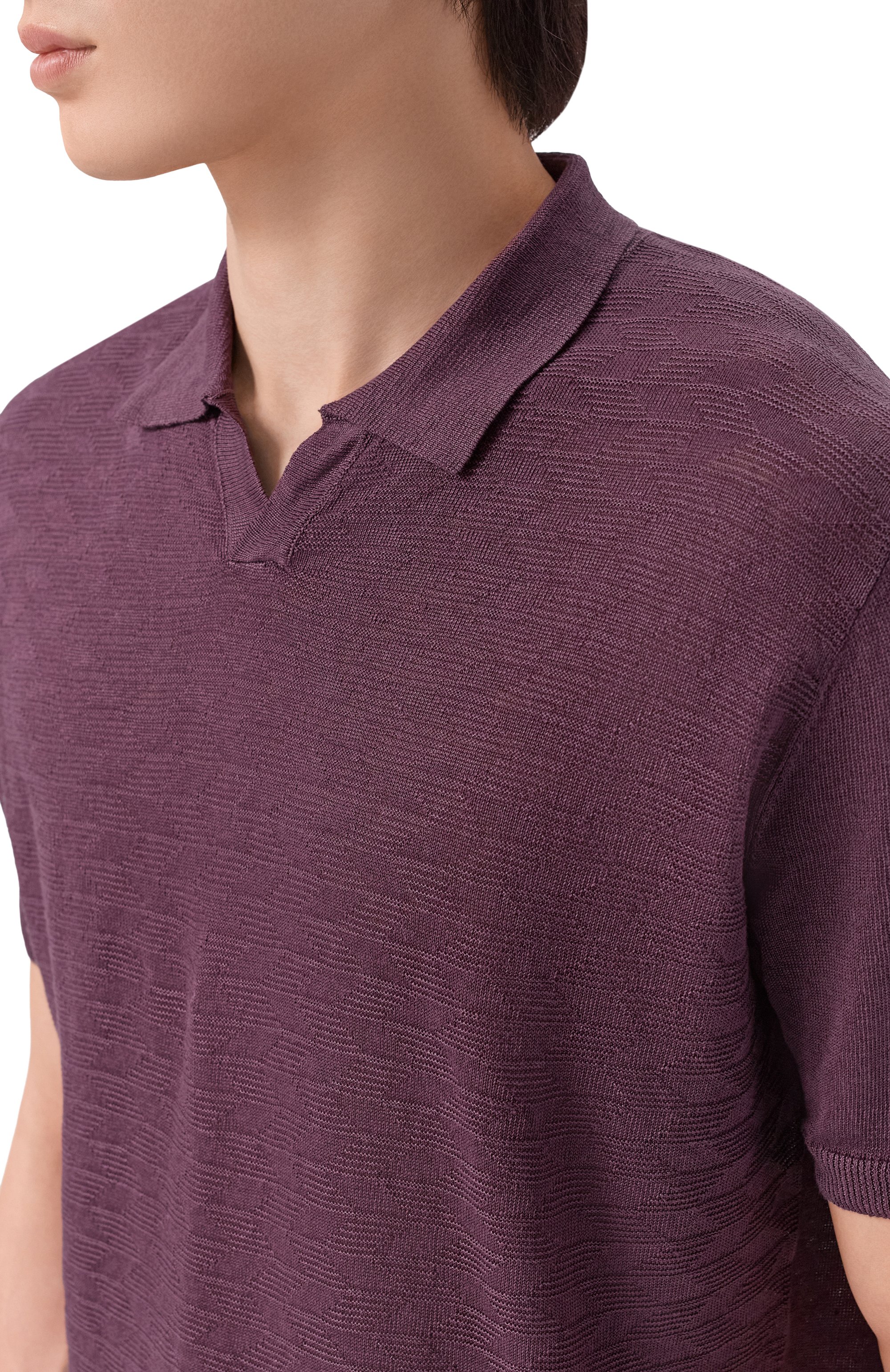 Льняное поло CORNELIANI фиолетового цвета по цене 57650 руб., арт. 27M570/2725135, фото 5 Льняное поло CORNELIANI, арт. 27M570/2725135, фото 5