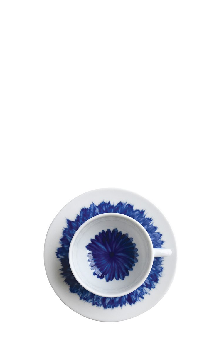 Кофейная чашка с блюдцем in bloom BERNARDAUD синего цвета, арт. 1768/21509 | Фото 2 (Статус проверки: Проверена категория; Коллекция: In Bloom; Региональные ограничения белый список (Axapta Mercury): Не проставлено; Нос: Не проставлено; Автоматизация Diginetica: Не назначено; Ограничения доставки: fragile-2)