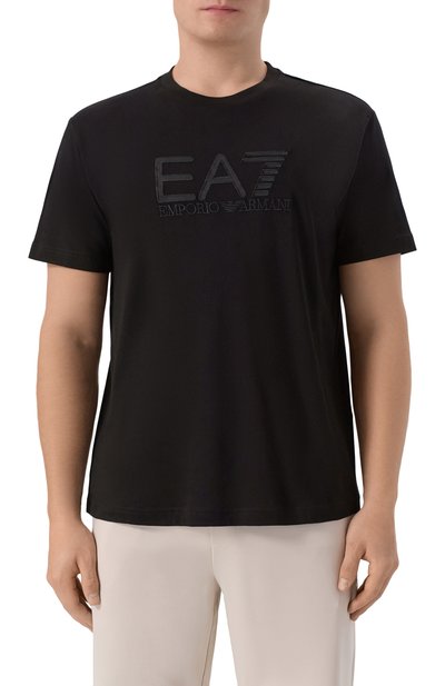 Хлопковая футболка EA7 черного цвета по цене 7995 руб., арт. 7M000898/AF10375, фото 3 Хлопковая футболка EA7, арт. 7M000898/AF10375, фото 3