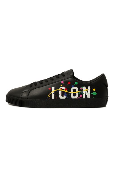 Кожаные кеды cassetta icon DSQUARED2 черного цвета по цене 54000 руб., арт. SNM0187 01505548, фото 4 Кожаные кеды cassetta icon DSQUARED2, арт. SNM0187 01505548, фото 4