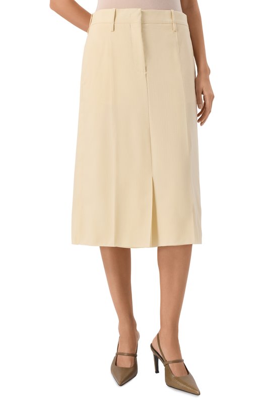 Шерстяная юбка Jil Sander J01MA0165/J40171 Кремовый  J01MA0165/J40171 Фото 3