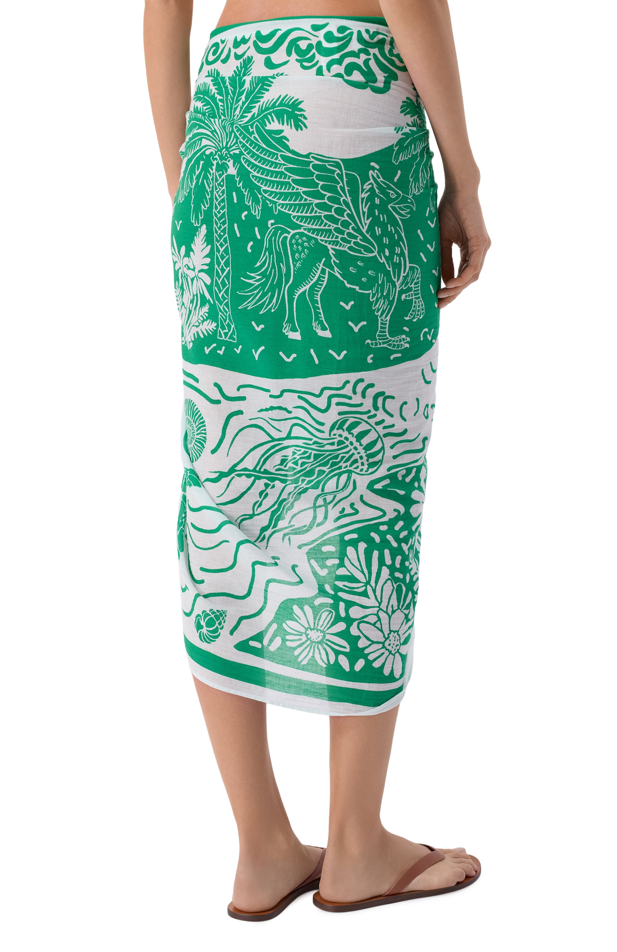 Хлопковое парео SEA LEVEL зеленого цвета по цене 18650 руб., арт. SL9157JS, фото 4 Хлопковое парео SEA LEVEL, арт. SL9157JS, фото 4