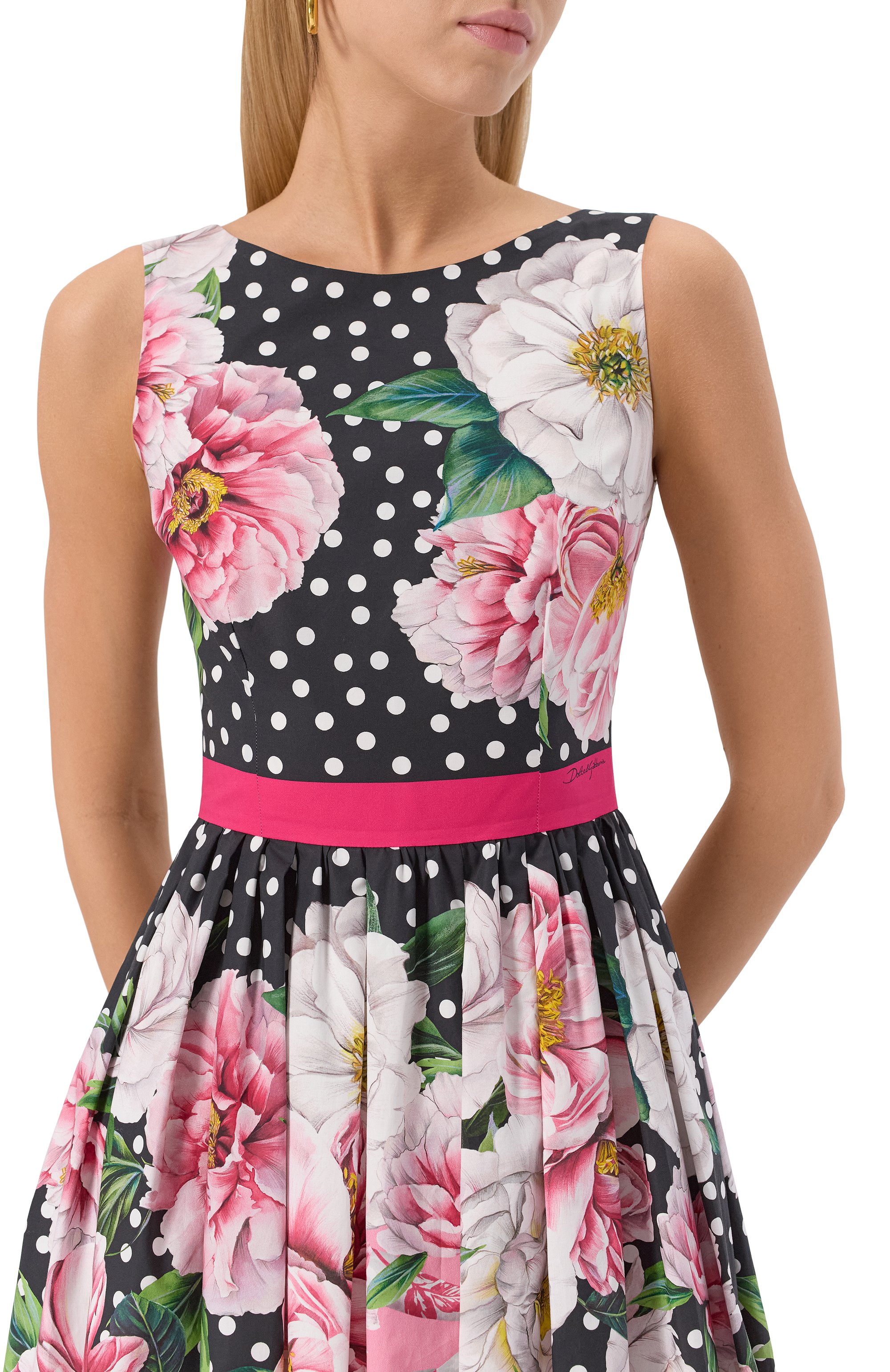 Хлопковое платье DOLCE & GABBANA черно-белого цвета по цене 257500 руб., арт. I6JP5W/HH5ES, фото 5 Хлопковое платье DOLCE & GABBANA, арт. I6JP5W/HH5ES, фото 5