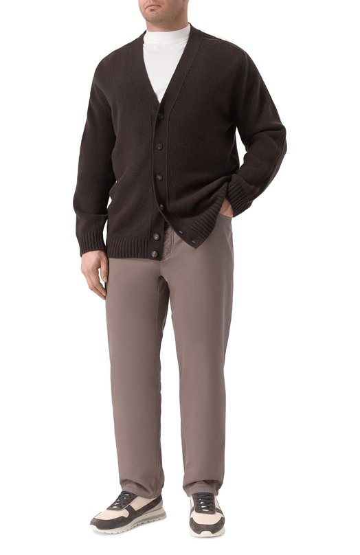 Хлопковые брюки Brunello Cucinelli M252DF101W Коричневый  M252DF101W Фото 2