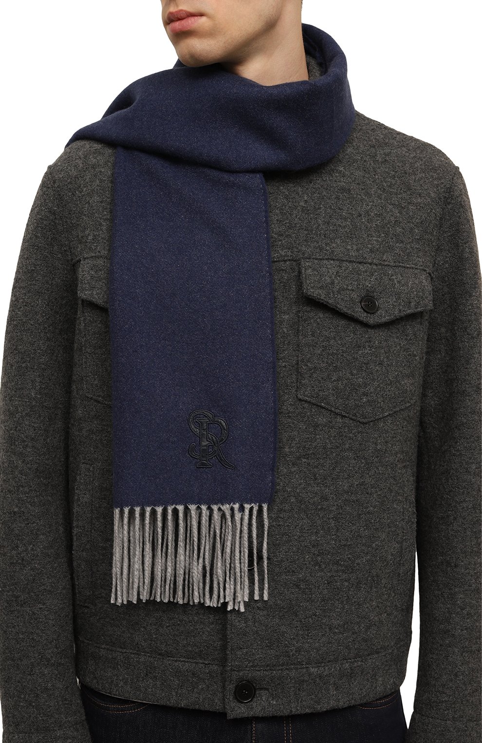 Кашемировый шарф с отделкой из кожи крокодила STEFANO RICCI, арт. MWA0300030/6853, фото 2