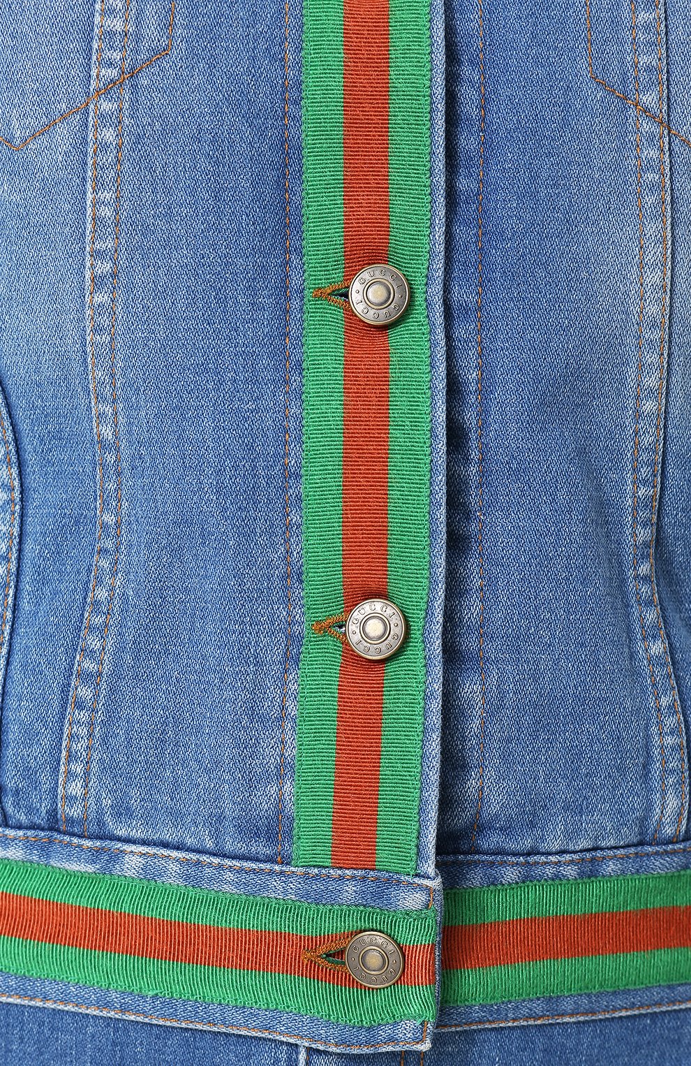 Джинсовая куртка с меховым воротником и контрастной отделкой GUCCI голубого цвета по цене 198000 руб., арт. 527346/XRB38, фото 5 Джинсовая куртка с меховым воротником и контрастной отделкой GUCCI, арт. 527346/XRB38, фото 5