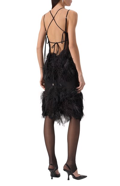 Платье с отделкой перьями страуса THE ATTICO, арт. 250WCW00203/PAA085RA, фото 4