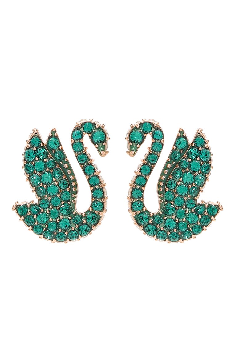Женские серьги swan SWAROVSKI зеленого цвета, арт. 5650063 | Фото 1 (Нос: Не проставлено; Региональные ограничения белый список (Axapta Mercury): Не проставлено; Материал: Металл)