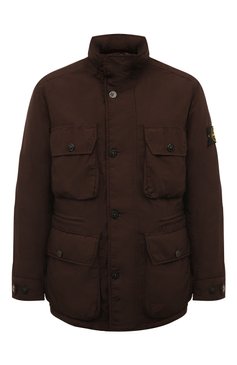 Мужская утепленная куртка STONE ISLAND темно-коричневого цвета, арт. 751543032 | Фото 1 (Кросс-КТ: Куртка; Рукава: Длинные; Материал внешний: Синтетический материал; Мужское Кросс-КТ: утепленные куртки; Материал сплава: Проставлен�о; Материал подклада: Синтетический материал; Драгоценные камни: Проставлено; Длина (верхняя одежда): Короткие; Стили: Кэжуэл)