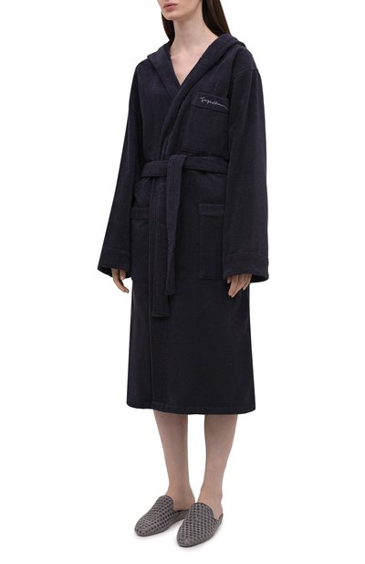 Хлопковый халат GIORGIO ARMANI темно-синего цвета по цене 59500 руб., арт. 200359/CC943, фото 3 Хлопковый халат GIORGIO ARMANI, арт. 200359/CC943, фото 3