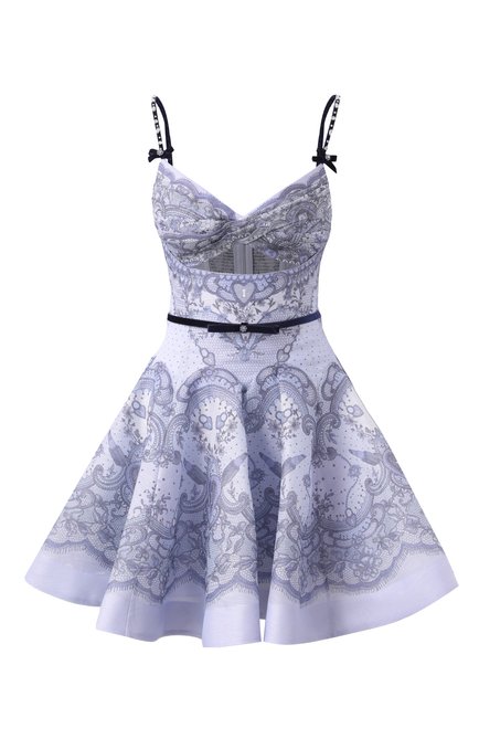 Женское платье изо льна и хлопка ZIMMERMANN голубого цвета, арт. 2352DR251 | Фото 1 (Драгоценные камни: Проставлено; Длина Ж (юбки, платья, шорты): Мини; Материал внешний: Лен; Материал сплава: Проставлено)