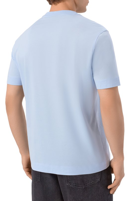 Хлопковая футболка Emporio Armani EM004994/AF24470 Голубой  EM004994/AF24470 Фото 4
