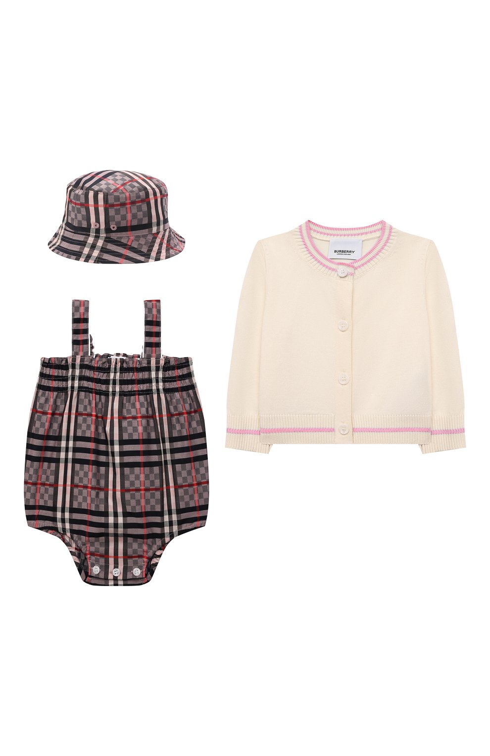 Комплект из трех предметов BURBERRY розового цвета по цене 47600 руб., арт. 8051535, фото 1 Комплект из трех предметов BURBERRY, арт. 8051535, фото 1