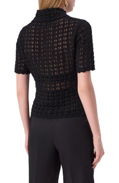 Женский шерстяное поло DOLCE & GABBANA черного цвета, арт. FXZ15T/JCVWH | Фото 4 (Рукава: Короткие; Материал внешний: Шерсть; Длина (для топов): Стандартные; Стили: Кэжуэл; Кросс-КТ: Трикотаж; Автоматизация состава: Проставлено; Автоматизация ТО: Проставлено; Размерность: Идёт в размер)