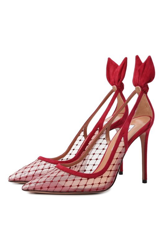 Туфли Bow Tie Net 105 Aquazzura DNNHIGP0/FMS Бордовый DNNHIGP0/FMS