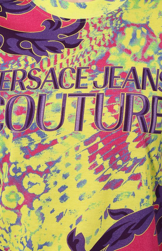Хлопковая футболка Versace Jeans Couture 76HAH6P3/JS350 Разноцветный  76HAH6P3/JS350 Фото 5